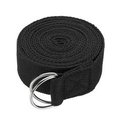 Yoga Strap with Adjustable Metal D Ring Buckle, 10.5ft & Black