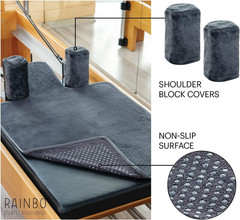 Pilates Reformer Non-Slip Mat Towel (Included 2 Pcs Shoulder Block Covers) (DARK