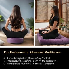 Meditation Cushion Set Buckwheat Hull & Memory Foam Adjustable Floor Pillow