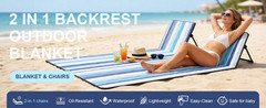 2 in 1 Backrest Chair Picnic Blanket,Light Weight Camping Outdoor Foldable Lazy