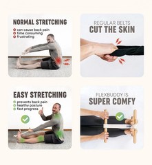 FeetUp Flexbuddy All In One Stretching Device Yoga Strap Flexibility Wood Cotton