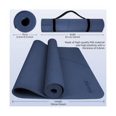 Large Yoga Mat Thick, 76″x32″x0.31″Wide POE Exercise Mat with Non-S… Fast Ship