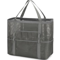 Mesh Beach Bag for Women, Large Beach Toy Pool Bag with Large – Dark Grey