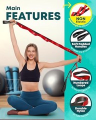Stretching Strap with Loops – Non Elastic Stretch Band for 10 Loops – Red
