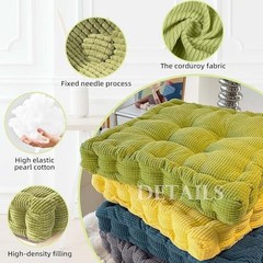 2 Pack Large Square and Round Floor Cushions for Adults Meditation Floor Green