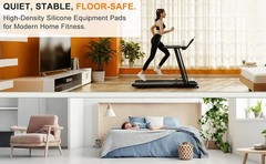 Compact Silicone Treadmill Mat, Non-Slip Shock Absorbing Pad, Floor Protector