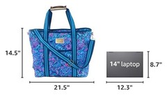 Blue Picnic and Beach Cooler, Insulated Bag with Adjustable Shoulder Strap