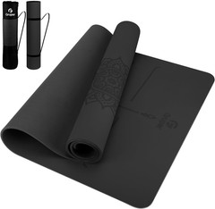 Gruper Yoga Mat Non Slip TPE Extra Wide Yoga Mat with Alignment Mark, 72″L X 32″