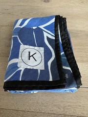Kaleidoscope Yoga Towel in a blue floral pattern