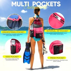 HOHOM Mesh Swim Bag Beach Drawstring Backpack, Waterproof Gym Bags for Women …
