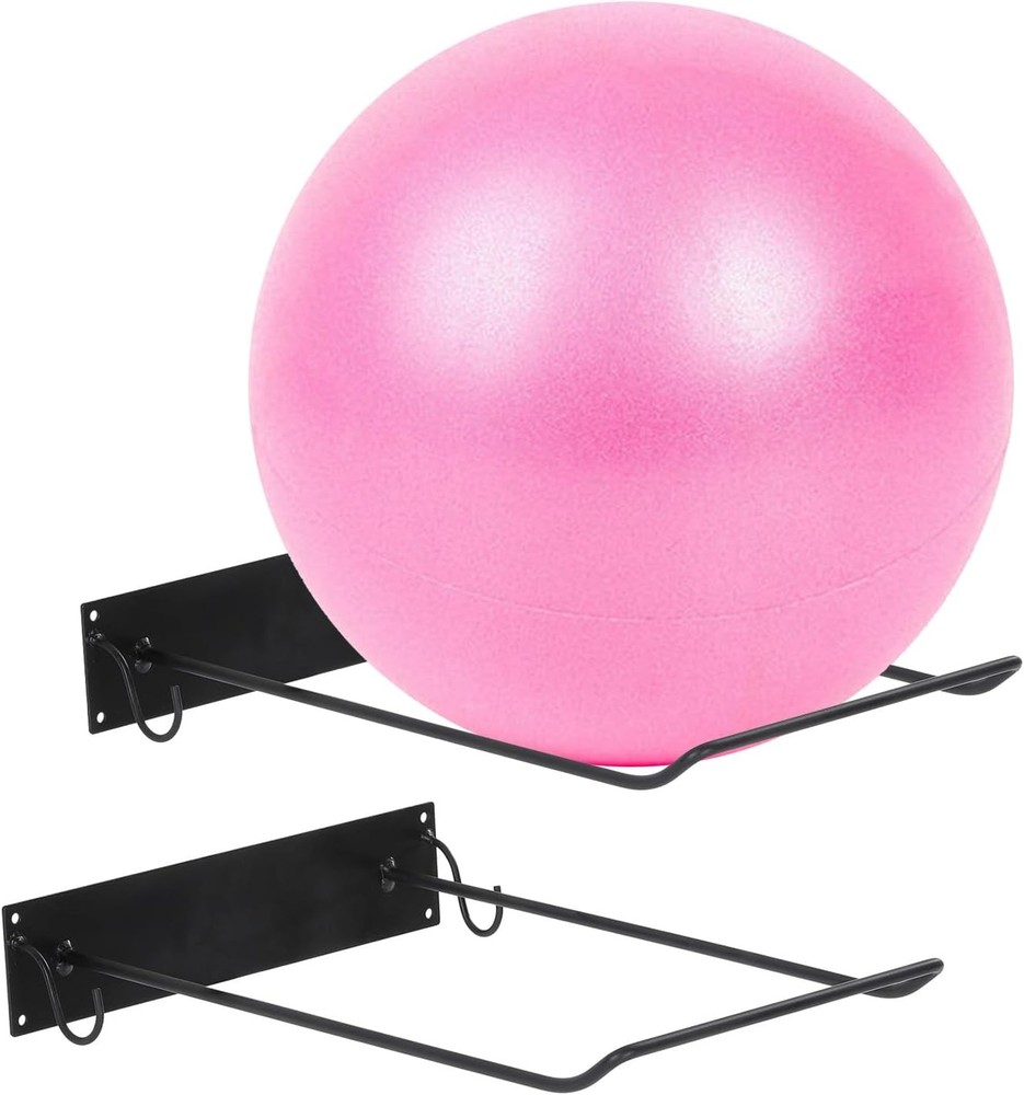 Yoga Ball Holder Set of 2, Industrial Exercise Ball Holder Wall Mount, Black