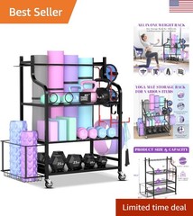 Metal Gym Storage Rack for Dumbbells & Resistance Bands – Easy Mobile Organizer