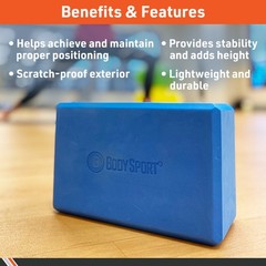 Body Sport Yoga Block, Blue, 3-Inch x 6-Inch x 9-Inch – High Density Foam Blocks