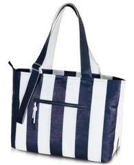 Large Waterproof Beach Bag for Women Pool Bags with Wet Blue Stripes
