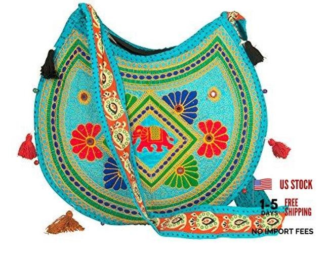 Tribe Azure Women Hippie Sling Handmade Crossbody Bag Boho Chic Patchwork