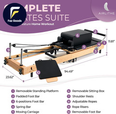 Foldable Pilates Reformer Machine for Home Workouts Wooden Pilates Reformer