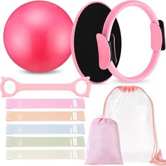 11 Pcs Pilates Ring Set for Women, Yoga Home Gym Equipment with 12″ Ring, 9.8″