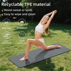 1/2 Inch 70″x24″ Foldable TPE Yoga Mat, Thick Non Slip Pilates Mat