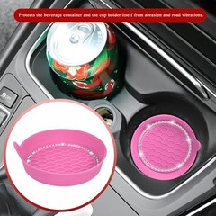 Sun Walker 4 PCS Bling Car Cup Holder Coaster, Non Slip Sparkly Rhinestone Pink