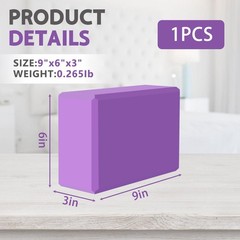 MBHKRRS 9″x6″x3″ Yoga Blocks, Soft Non-Slip Surface 9″x6″x3″, Purple-1 Pack