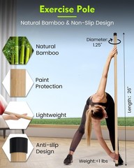 5ft Yoga Stick Set – Natural Bamboo Stretch Bar for Mobility & Posture