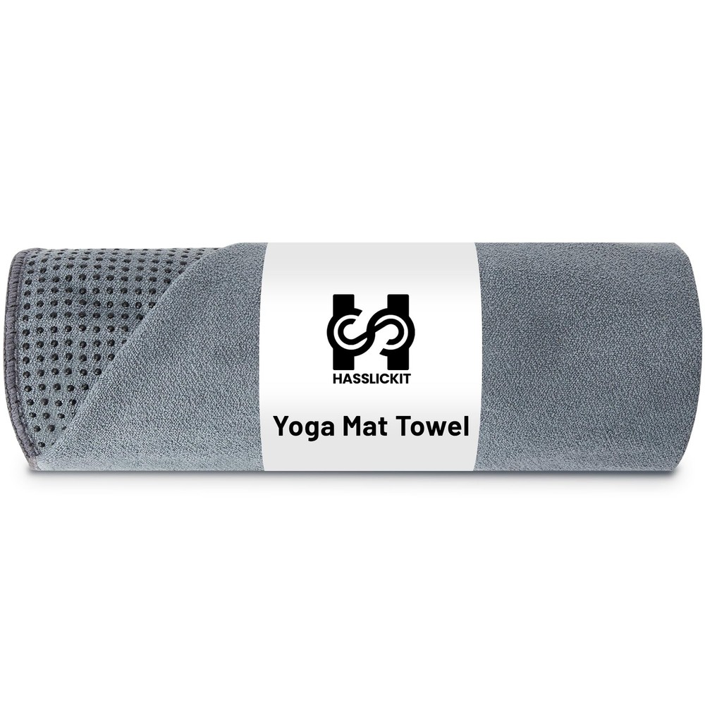 Non Slip Hot Yoga Towel with Grip Dots – Sweat 72 inches x 24 inches, Grey