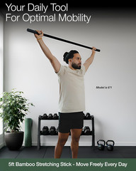 Yoga Stick – 5Ft Bamboo Stretching Stick for Mobility, Flexibility, Balance with