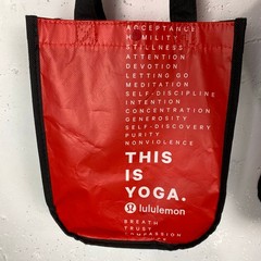 Lululemon Signature Logo Tote Bags Set of Three Red Black Double Handle Small