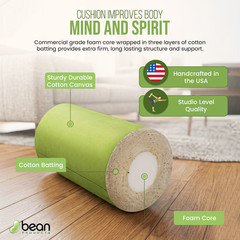 Yoga Bolster w/Natural Cotton – Many Color Choices – 2 Shapes – Carry Strap