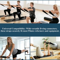 2 Pack Pilates Reformer Straps with Soft Padding – Double Loop D-Ring Accesso…