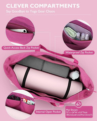 Yoga Mat Bag, Extra Large Canvas Gym Bag with Waterproof Pocket Metal Zipper, Fi
