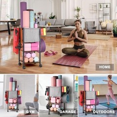 Home Gym Storage Rack Yoga Mats Weights Resistance Bands Organizer Shelf New