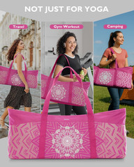 Yoga Mat Bag, Extra Large Canvas Gym Bag with Waterproof Pocket Metal Zipper, Fi