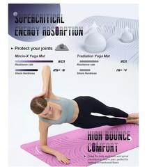 SAEEPABUL 32″ Wide Micro-X Thick Yoga Mat Non Slip W Carry Strap Pink/ Blue