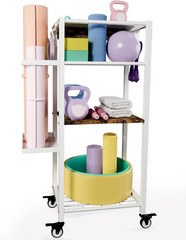 Yoga Mat Storage Rack with Wheels, 3 Tier Home Gym Workout Equipment Organizer f