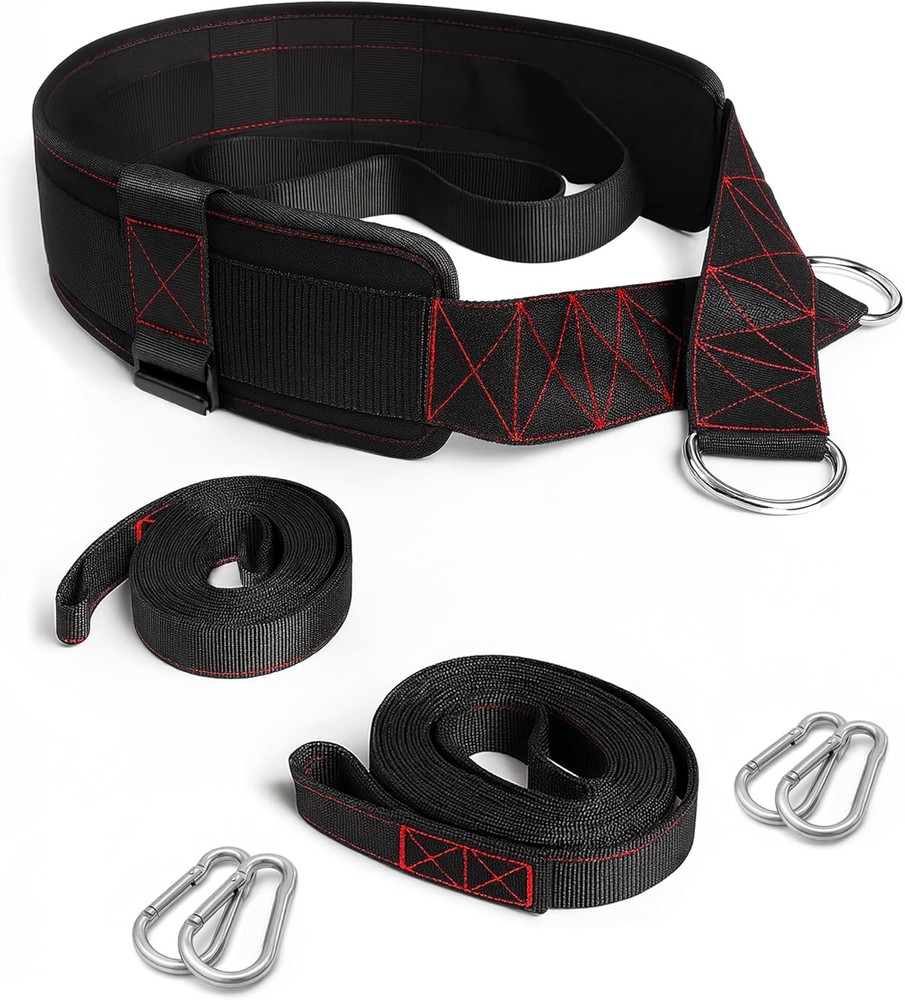 Sled Pulling Belt Adjustable Closure 2 Straps & 4 Hooks Multidirectional