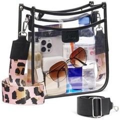 3 Pockets Large Clear Bag for Stadium Events with 2 Long Straps Purse for Wom…
