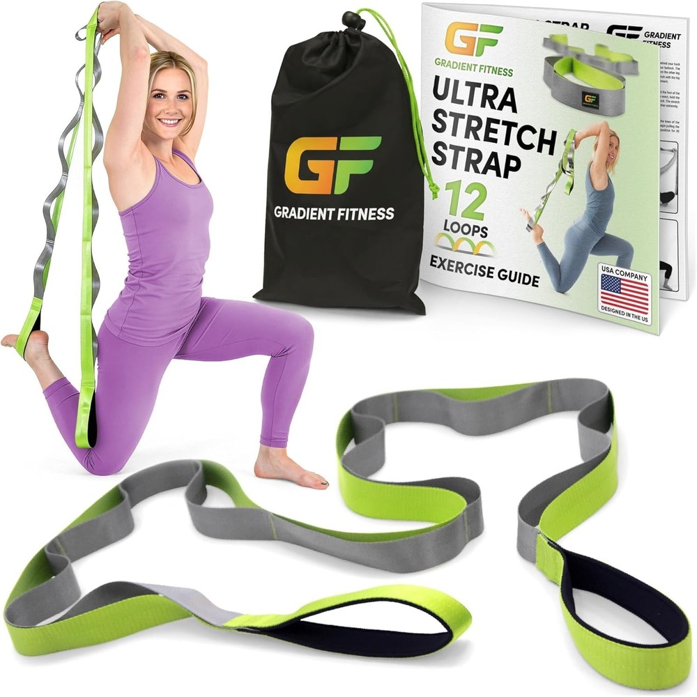 Durable 12 Loop Stretch Strap – Ideal for Physical Therapy, 8′ with Soft Handles