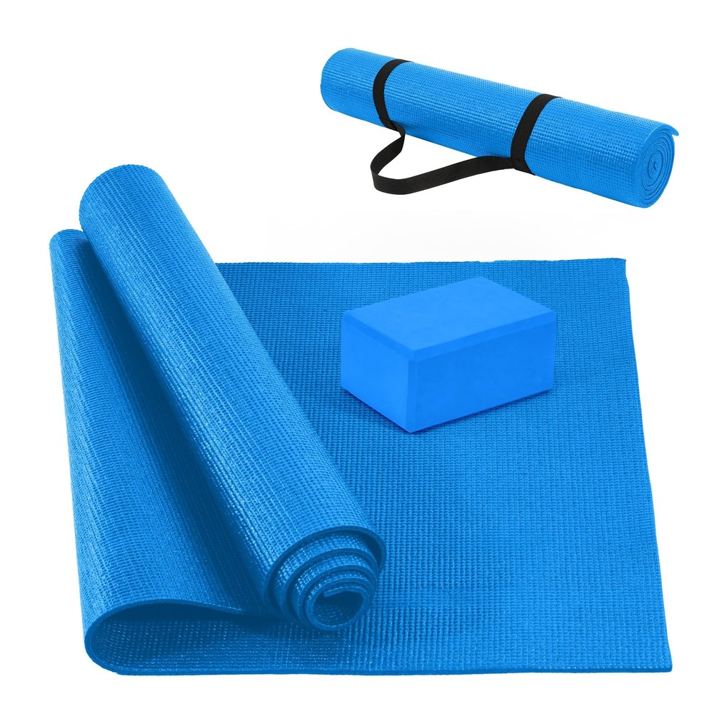 All Purpose 0.25 Inch Thick High Density No Tear Exercise Yoga Mat with Strap…