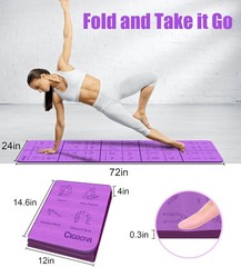 Foldable Thick Yoga Mat with Instructional Poses – Non-slip 8mm Thicken Exercise