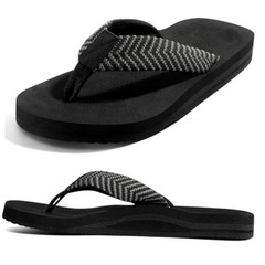 Men’s Arch Support Flip Flops-Comfortable Yoga Mat Orthotic Sandals 11 Black