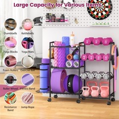 Dumbbell Rack, Weight Rack for Home Gym, Yoga Mat Storage Rack, Exercise Equi…