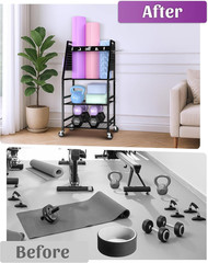 Yoga Mat Storage Racks,Home Gym Storage Rack for Dumbbells Kettlebells Foam Roll