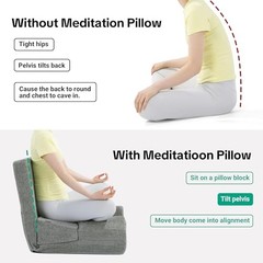 Pro Meditation Cushion Set with Adjustable Back Support, Large 3-in-1 Floor