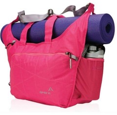 Apera Pink/Gray Yoga Mat Tote Bag w/ Zip Closure, 2 Pockets, Antimicrobial