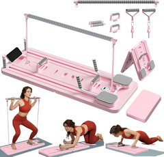 Pilates Reformer Board Machine Upgraded with Pilates Bar Foldable 7 in 1 Home Pi