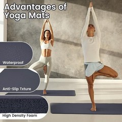 Non-Slip High Density Foam Yoga Mat 1/2 Inch Thick Easy Clean W/ Strap New