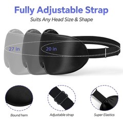 Silk Sleep Mask – 2 Pack Silk Eye Mask for Sleeping, Adjustable Strap, 100% Blac