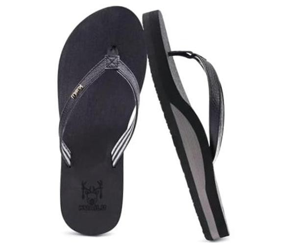 Womens Arch Support Flip Flops Comfortable Yoga Mat Slip on Summer 7.5 Black