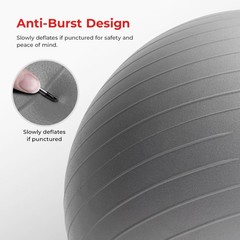 Calizenics 45cm Gray Anti-Burst PVC Fitness Ball & Hand Pump Yoga Pilate Therapy